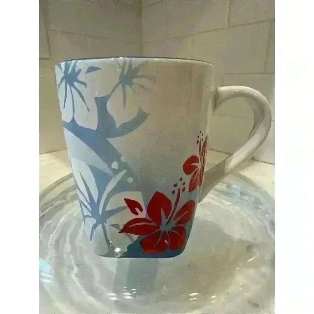 Disney IT'S A SHORE THING Mug Flower Floral Blue Hibiscus Coffee Tea